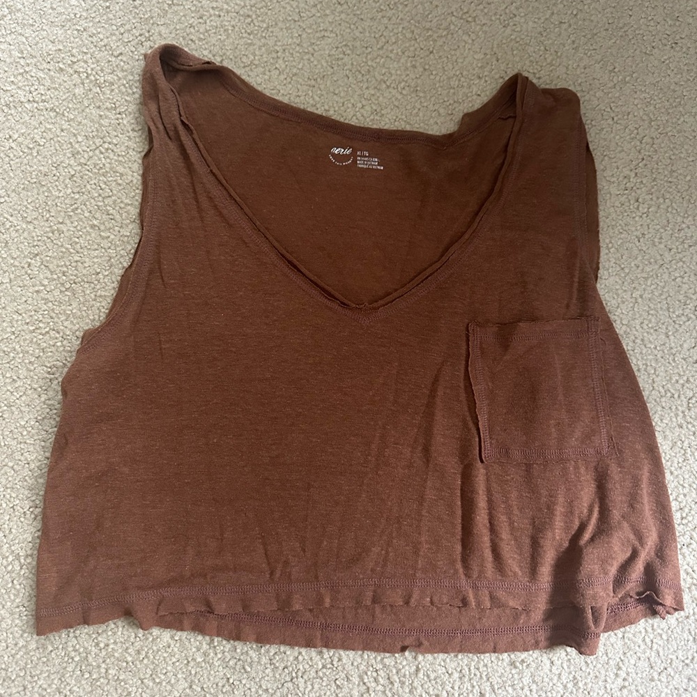 Aerie brown Sleeveless Crop Tank Top